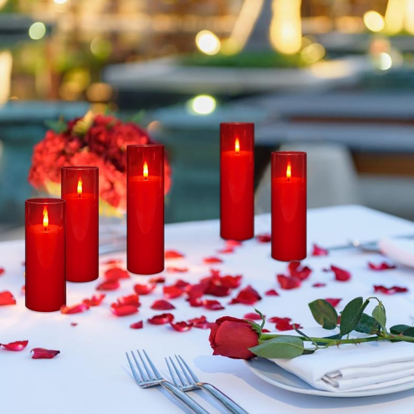 24-Pack Red Flameless LED Candles - Remote Control & Timer, Realistic Flickering for Chinese New Year Decor, Valentine's Day, Romantic Home Ambiance, Fireplace Mantel & Festive Centerpieces