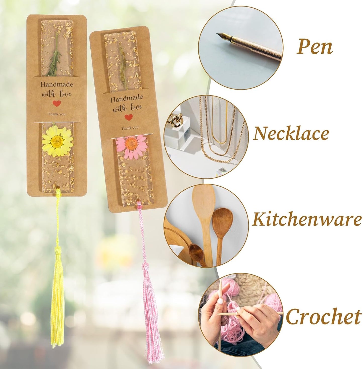50Pcs Resin Bookmark Holder 6 x 2 Inches Kraft Bookmark Sleeves DIY Bookmarks Display Cards, Bookmarks Display Holder Set for Wrapping Small Business Packaging Supplies Party Favor