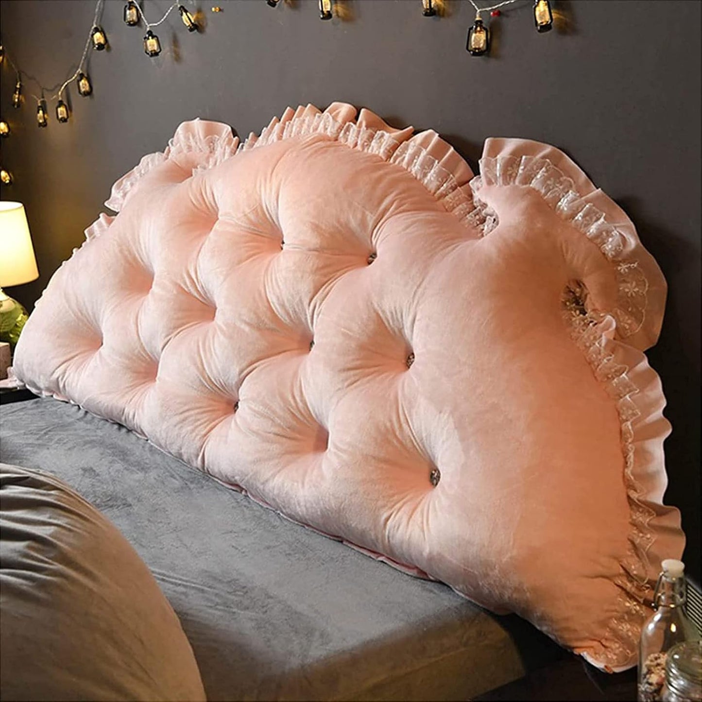 Large Bolster Triangular Wedge and Body Positioners Support Reading Backrest Pillow Bedside Cushion Reading Pillow Upholstered Wedge Headboard Pillow (Khaki 200cm)