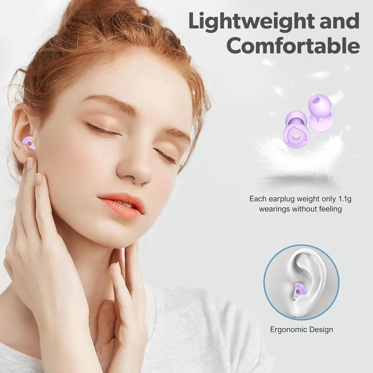 2 Pairs Ear Plugs for Sleeping Noise Reduction, 30-35dB NRR Earplugs for Noise Cancelling for Noise Sensitivity, Airplane,Study, Travel, Reusable Silicone Ear Plugs with 10 Ear Tips in S/M/L