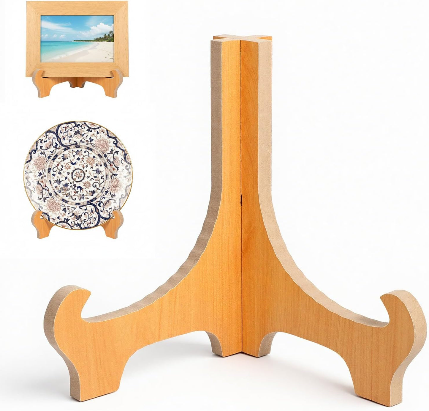 Plate Stand for Display, 6 Inch Wooden Plate Holders for Displaying Folding Picture Frame Holder Tabletop Saucer Rack Bamboo Decorative Table Top Easels for Tables Platter Dish Book Photo and Plaque