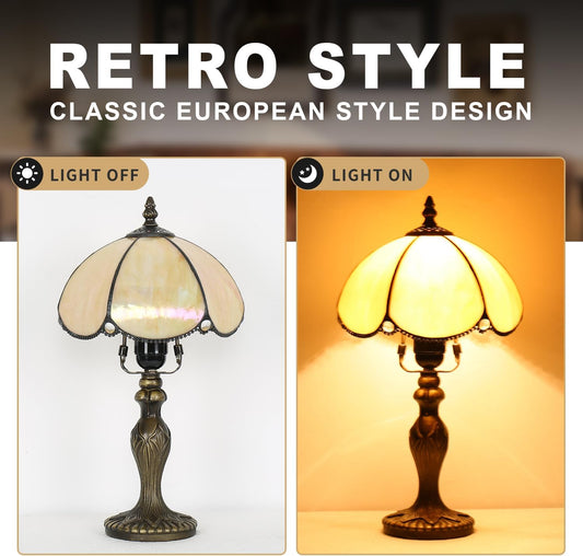 Tiffany Table Lamp, Stained Glass Lamp, Simple European Style, 8 Inch Small Night Light, for Bedroom Living Room Office