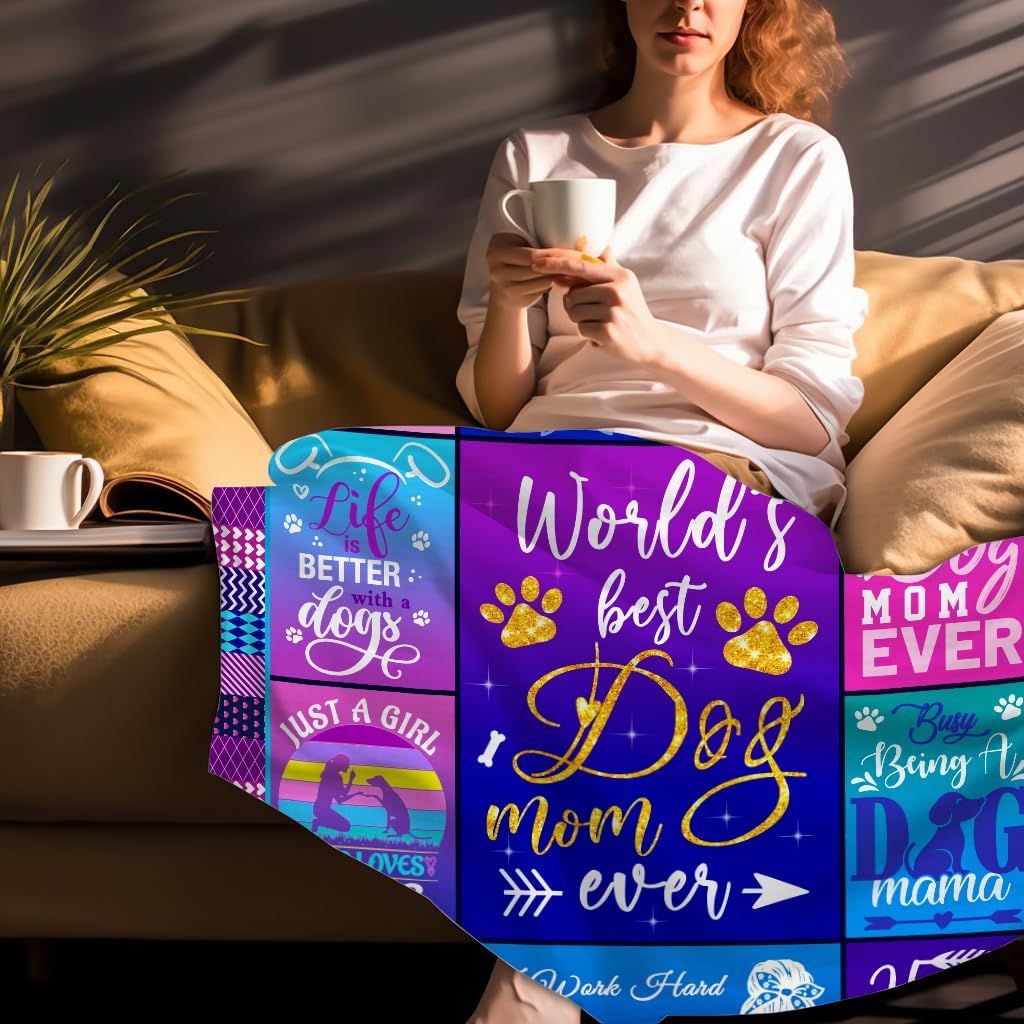 Dog Mom Gifts for Women,Mothers Day Dog Mom Blanket Gifts for Dog Lovers for Women,Throw Blankets for Dog Moms Birthday Gifts for Bed Couch 50”X40”