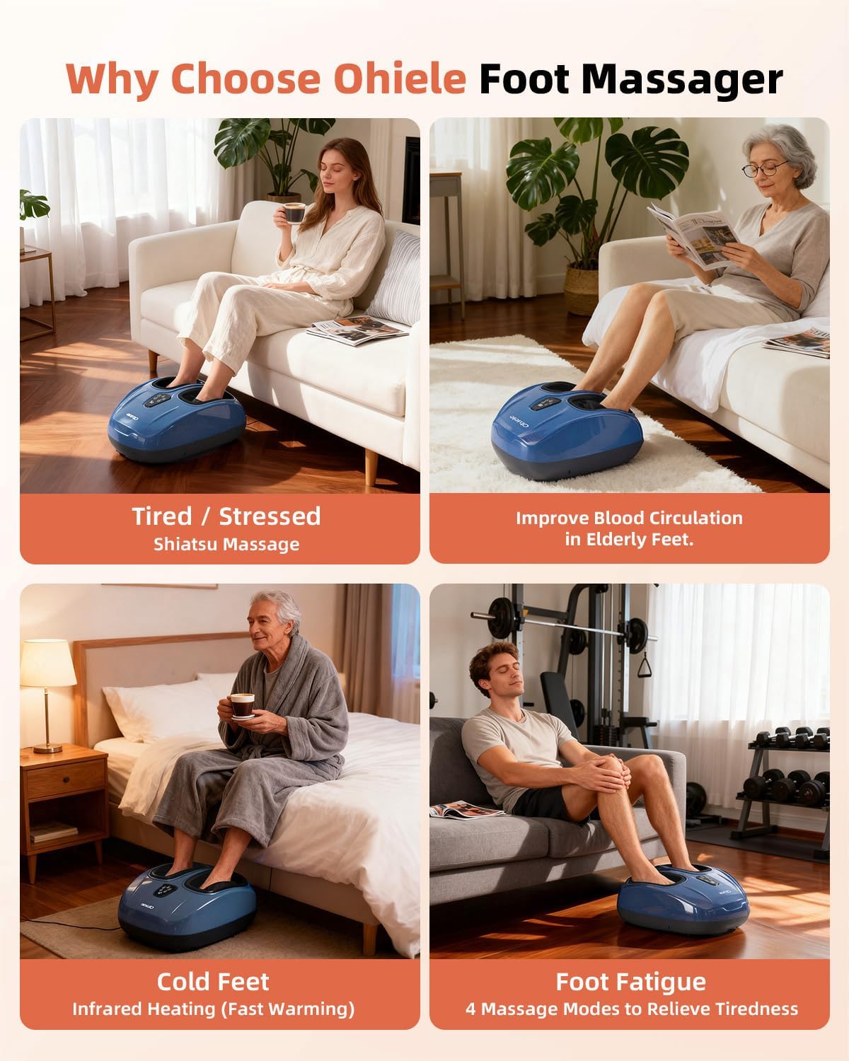 Foot Massager with Heat, Shiatsu Deep Kneading Foot Massager, Plantar Fasciitis Massager, and Heat for Plantar Fasciitis, Neuropathy, Suitable for Women Men, Fits Up to 13 (Light Blue,Corded)
