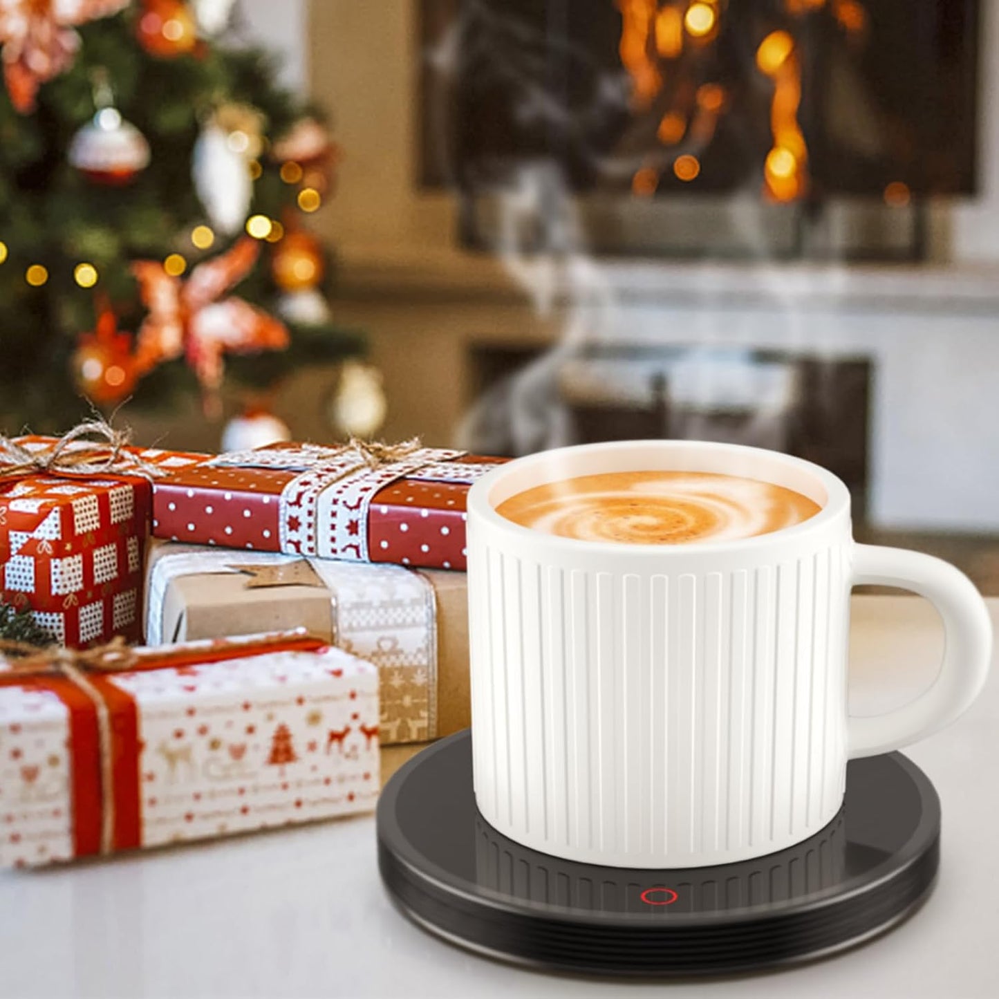 GLSY Coffee Cup Warmer, Mug Warmer for Desk, Electric Cup Beverage Warmer Plate with 2 Temperature Settings for Tea, Water, Cocoa, Milk, Auto Power Off (Round Black)
