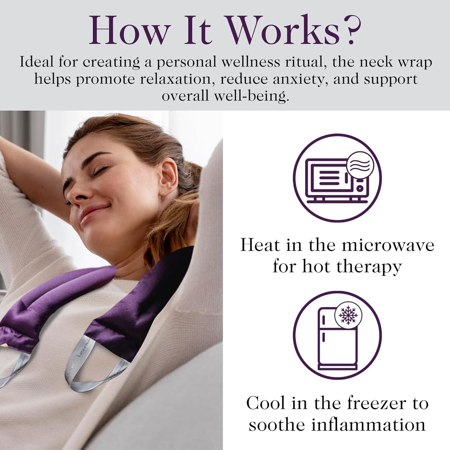 Victoria's Lavender Microwavable Neck Heating Pad – Extra Long Aromatherapy Wrap for Men & Women, Buds of Lavender Neck Wrap with Flax Seeds, Heated Neck Wrap, Relaxing Spa Gift Set Idea, Made in USA