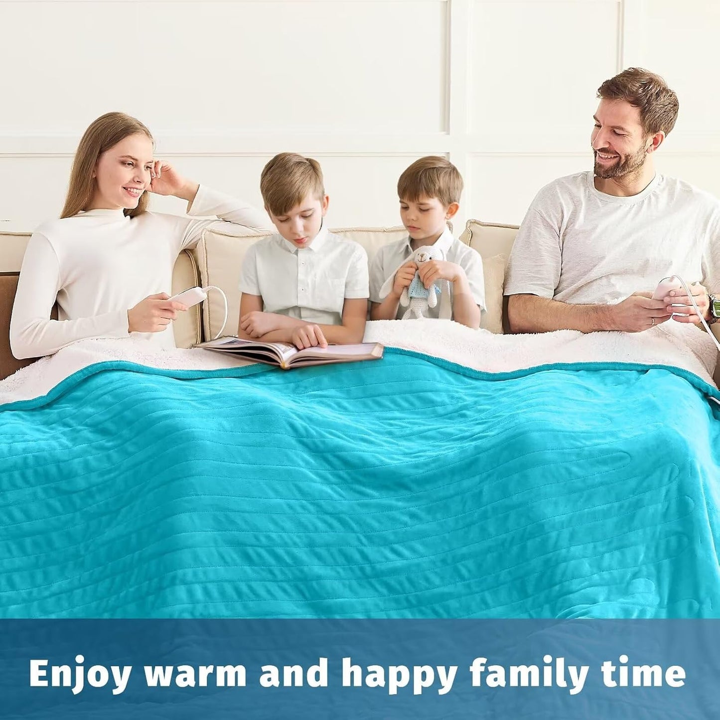 Heated Electric Blanket King Size - 90" x 100" Heating Blanket with Dual Control, 10 Heating Levels & 8 Hours Auto Off, Soft Warm Flannel Blanket, Christmas Birthday Gifts for Senior Grandma