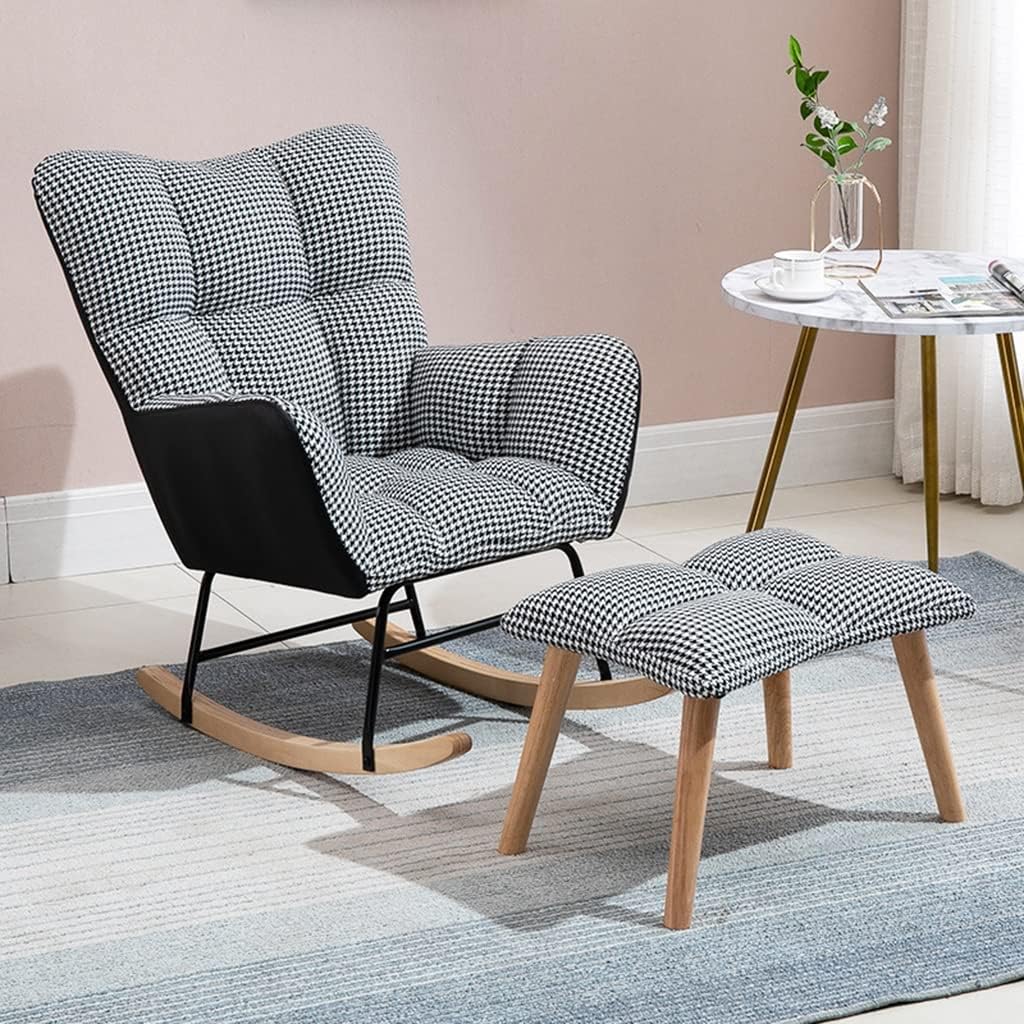 LSLYTQ Lazy Sofa Rocking Chairs, Apartment Balcony Leisure Rocking Chair, Adult Single Lounger, Reclining Sofa w High Back and Armrests