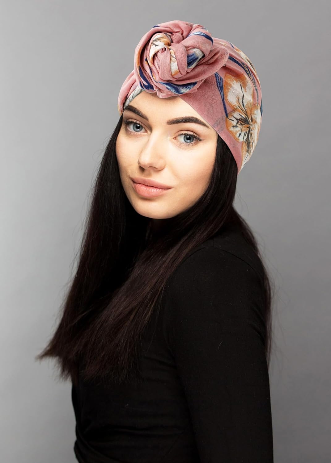GERINLY Lightweight Scarves Fashion Flowers Print Women Cotton Wrap Scarf Head Shawl Spring Gift