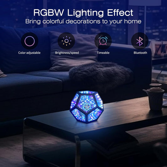 Infinity Mirror Light Infinite Dodecahedron Color Art Light for Gaming Room Decor 3D Hyper Cube RGBW Color Changing Night Lighting for Computer Gaming Desk Birthday Christmas Gift