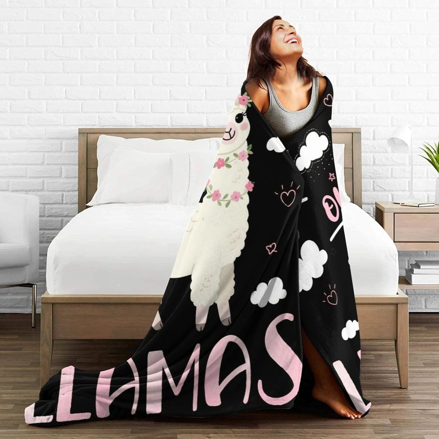 Cute Llamas Blanket, Soft Plush Fleece Animal Throw Blanket - Cozy Warm Stuff Blankets Bedding Llamas Gifts for Women Girls Kids Adults 40"X50"