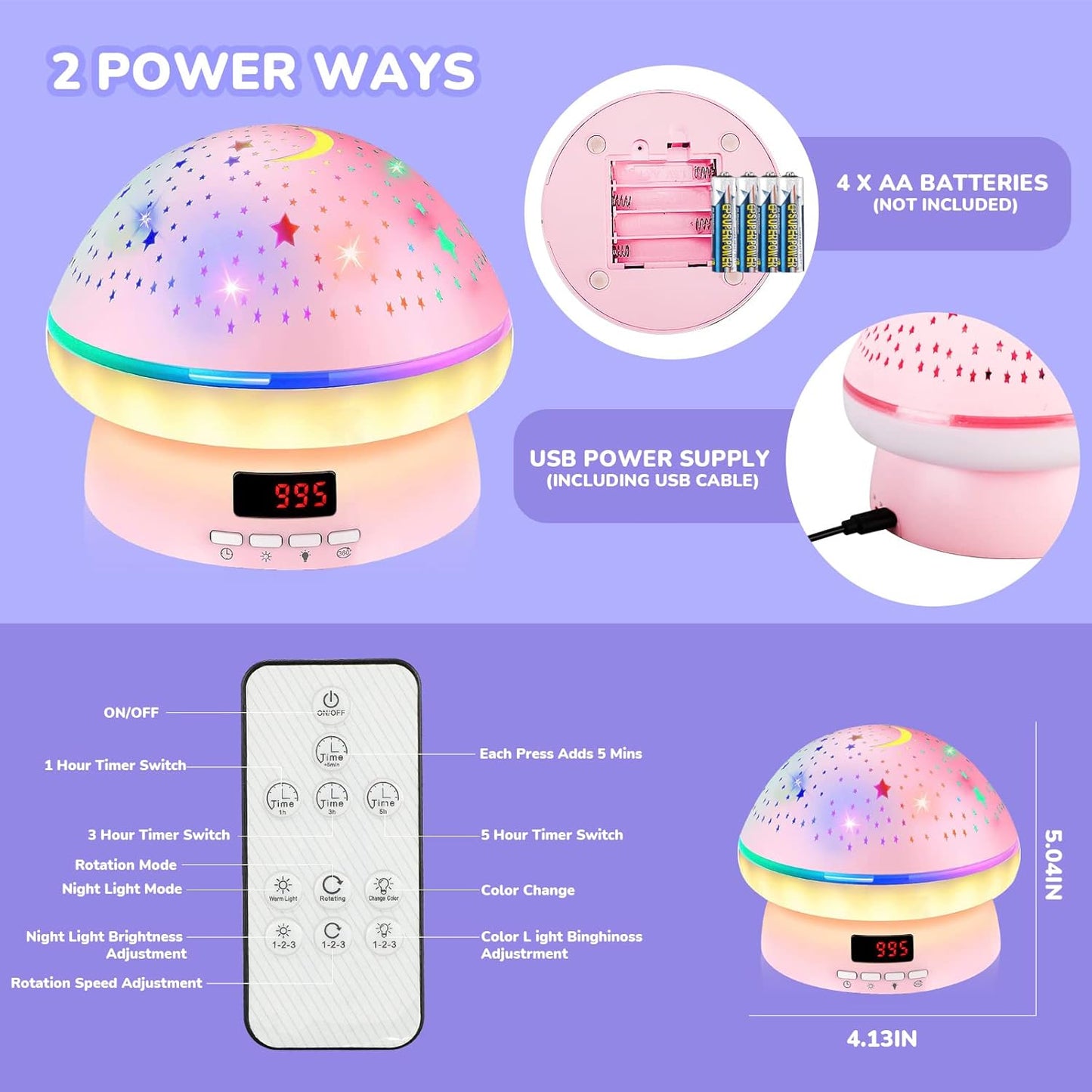 MINGKIDS Toys for 3-8 Year Old Girls Boys,Star Night Light Projector with Hard Projection Cover, Timer&Rotation,2-9 Year Olds Kids Chritsmas Birthday Gifts