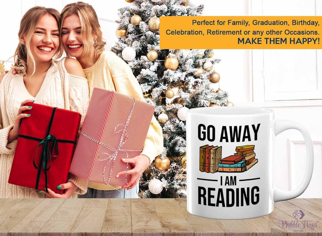 Reading Bookworm Coffee Mug 11oz White - Go Away I am Reading - Reading Reader Book Worm I Know Things Book Addict Book Lover Bookish Novelist Librarian Writer
