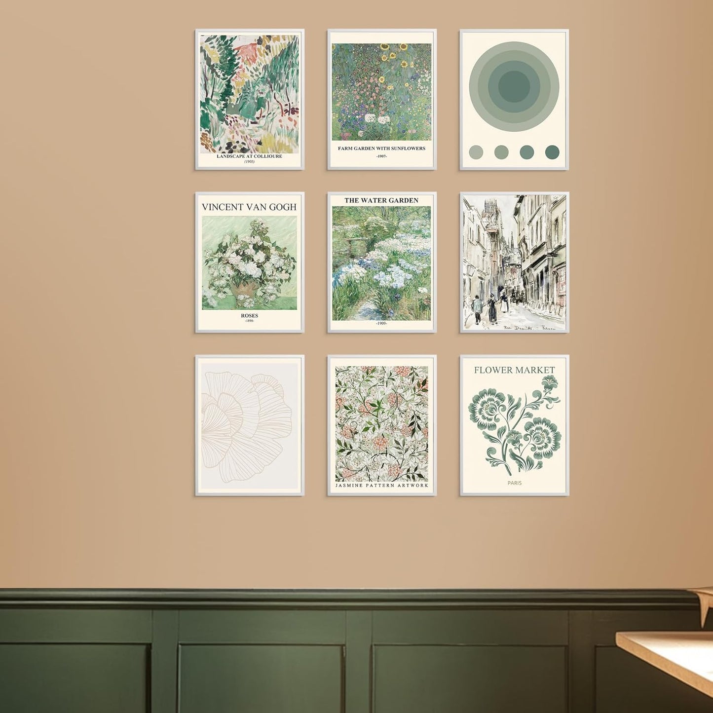 ZYLORI Sage Green Wall Art Set of 9-11x14 Unframed Vintage Floral Botanical Posters, Aesthetic Room Decor Prints for Bedroom, Living Room, Bathroom