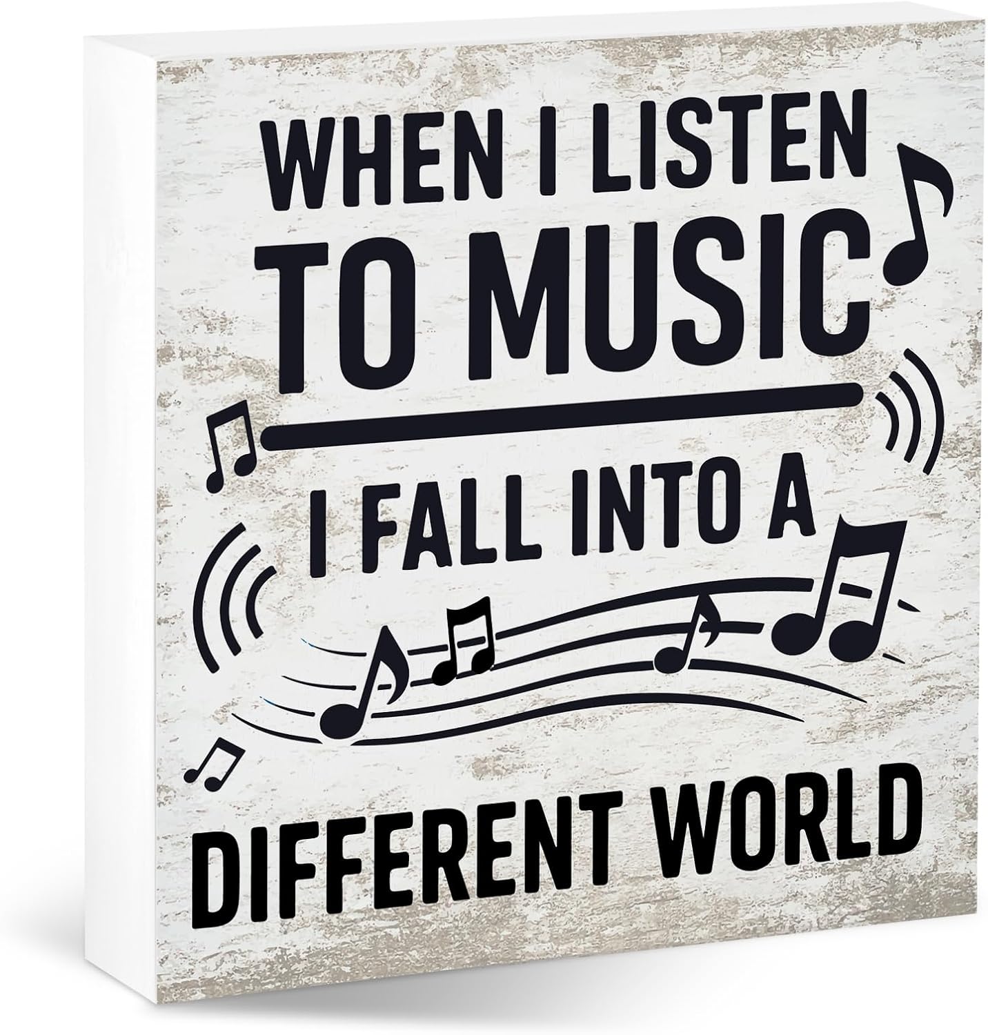 Music Desk Sign for Home Office Classroom, Musical Decor Room Decorations Accessories for Women Men Teacher, Table Shelf Musician Gift, Fall Into A Different World