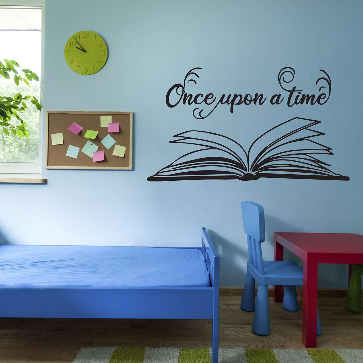 Children Once Upon A Time Beautiful Quote Wall Decal Decoration Book Lovers Bookish Quotes Reader Open Book Lasts Years and Easily Removable - Size: 40 in(W) x 24 in(H)