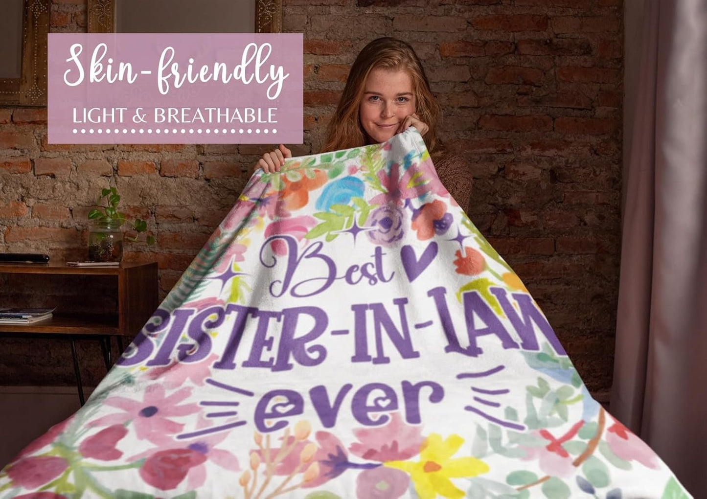 Sister-in-Law Gifts: Throw Blanket - Perfect for Christmas, Birthday, Mother's Day - Best Sister-in-Law Ever (50 x 65 inches)