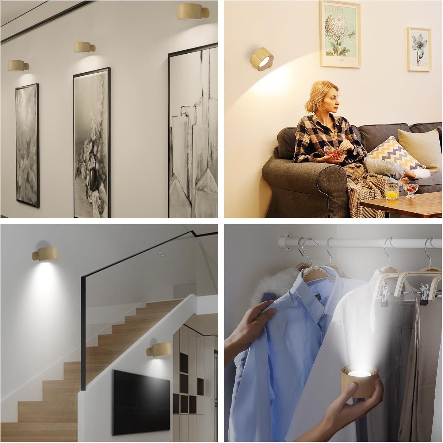Battery Operated Wall Light, LED Wall Sconce with 3 Color Modes, 3 Brightness Levels, 360 Rotation, Touch Control, Cordless Wall Lamp for Bedroom, Reading, Bedside - 1 Pack