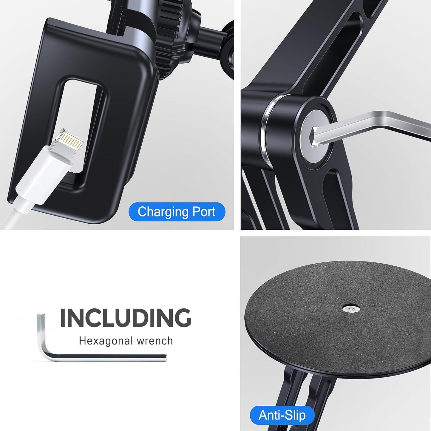 Bimo Tablet Stand Holder for ipad,Portable Monitor Stand Holder for 15.6'',16'',360°Rotate Base for 4.7''-16'' Kindle,Store Cash Register Office Reception Kitchen Desktop Display