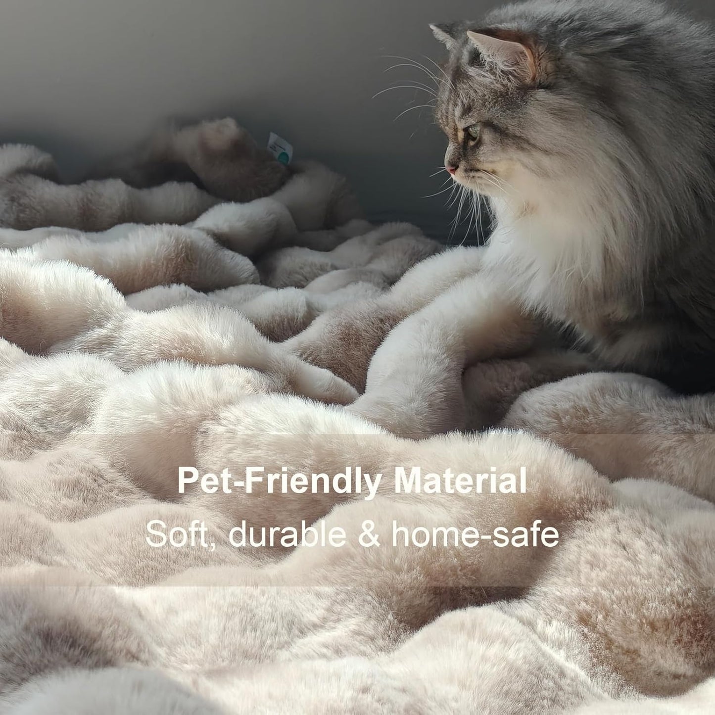 Faux Fur Throw Blanket 50x60 Inches, 800GSM Soft Plush Thick Bubble Blanket for Couch and Bed, Fuzzy Soft Tie-Dye Brown Faux Rabbit Fur Blanket for Sofa Living Room Bedroom