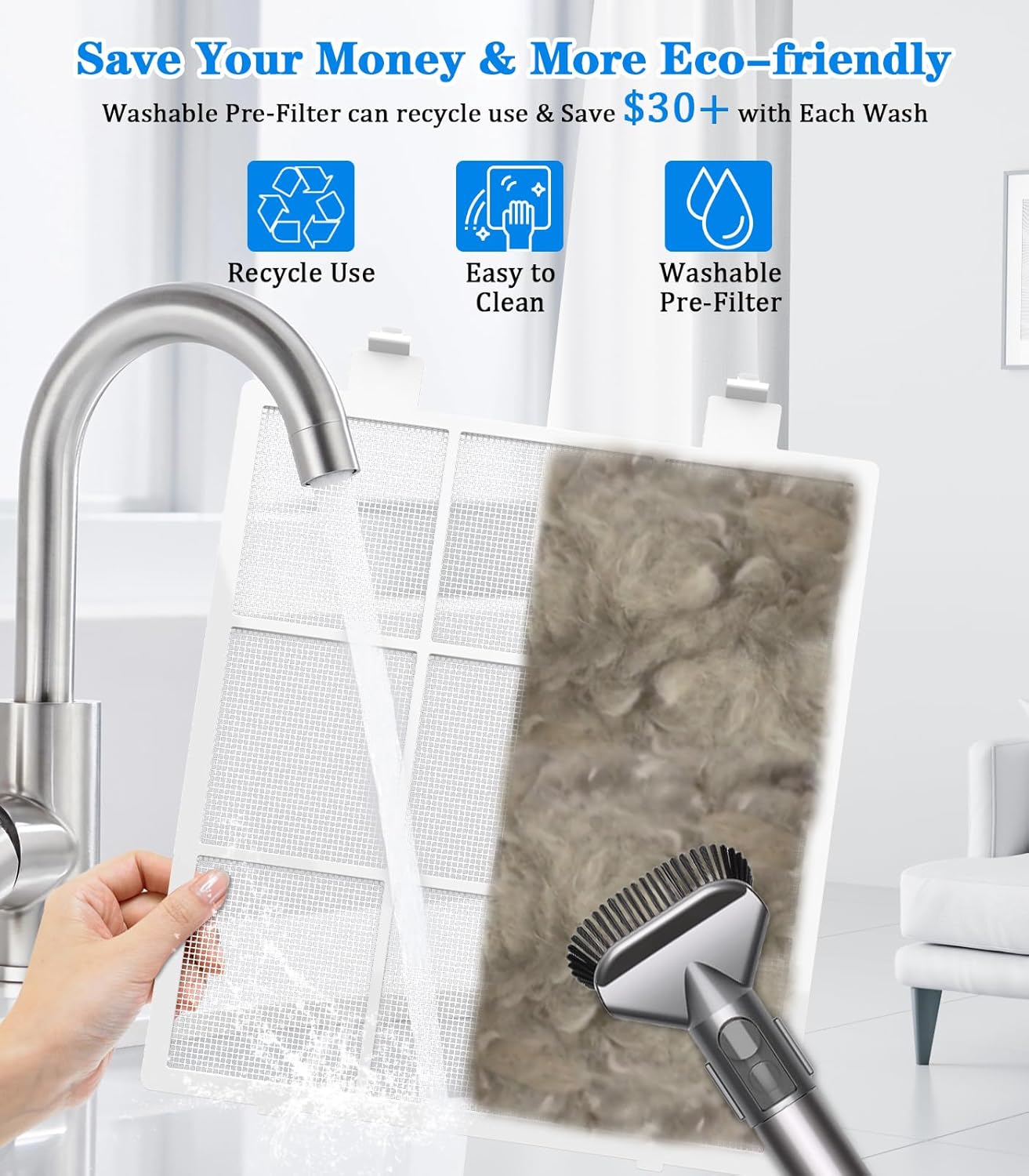 Air Purifier,FRESHDEW Air Purifiers for Home with H14 HEPA and Activated Carbon Filter, Removes 99.99% of Dust,Odors,Smoke,and Pet Hair Covers up to 2300 Sq.Ft, Quiet and Energy Efficient