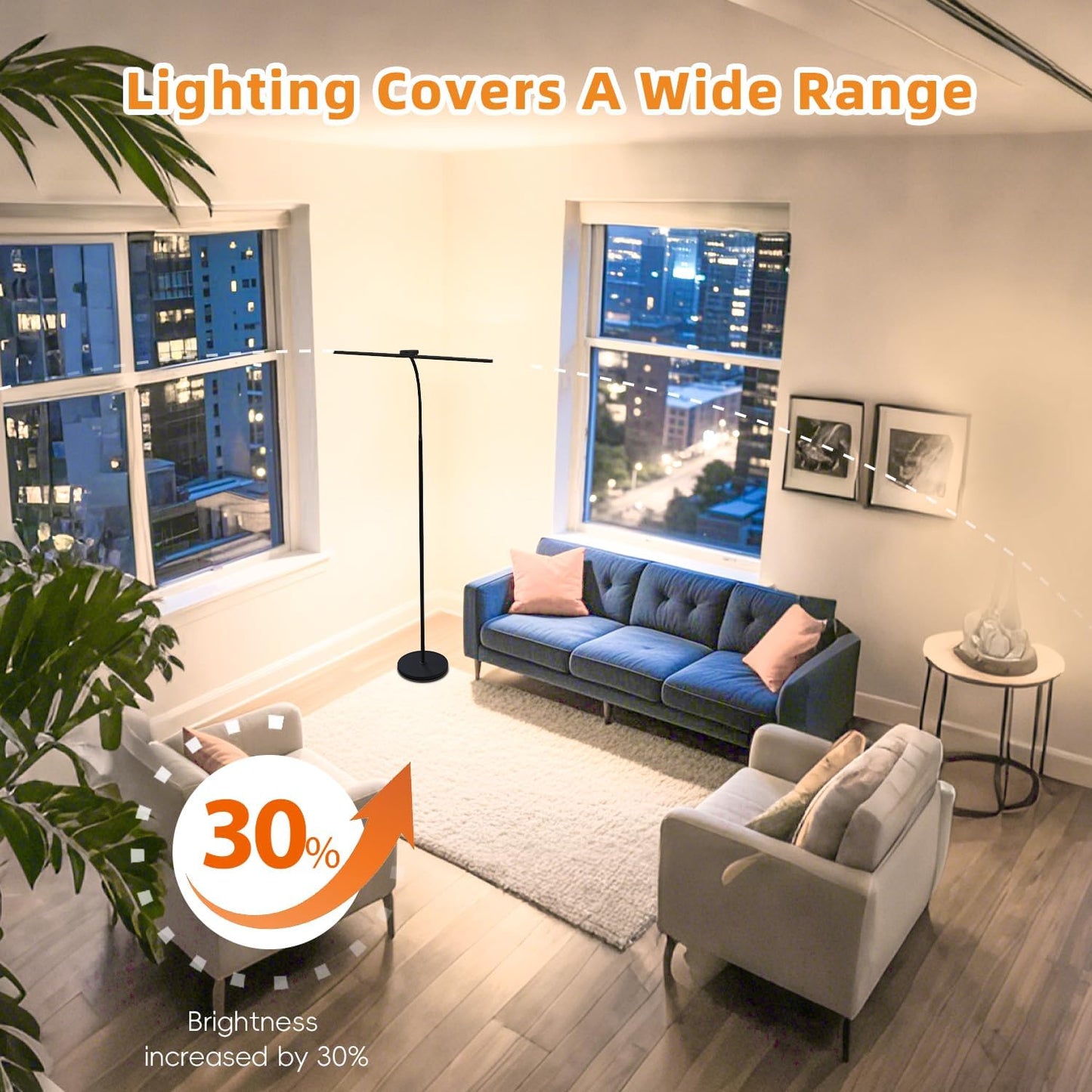 24W/2400LM Dual Head LED Floor Lamp for Office, Ultra Bright Reading Standing Task Lamp, Adjustable Panels with Remote, No Glare Puzzle Light for Tattoo, Piano, Sewing, Lash, Craft