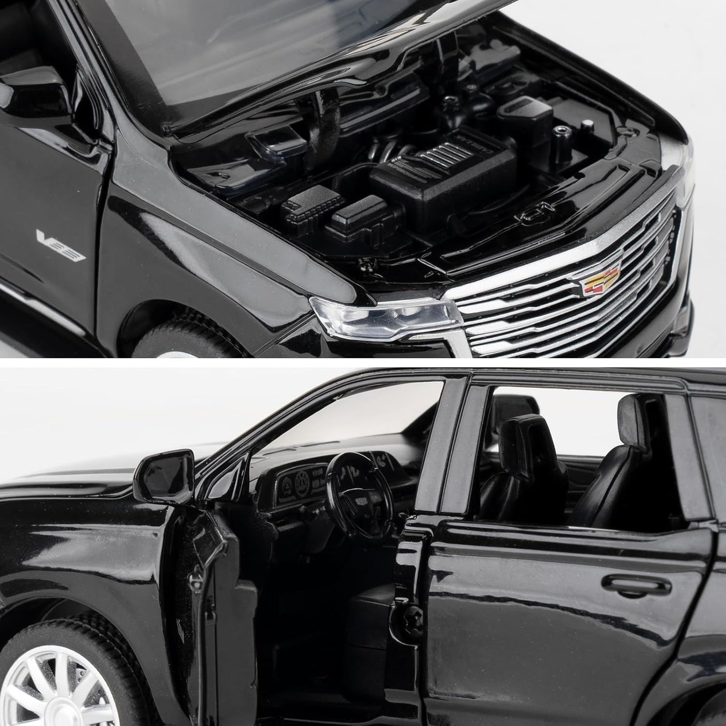 Toy Cars Compatible for 1:32 Escalade SUV Model Cars, Pull Back Die-cast Vehicles, Collectible Cars with Sounds＆Lights for Kids Boys Girls and Adults, Gift Black