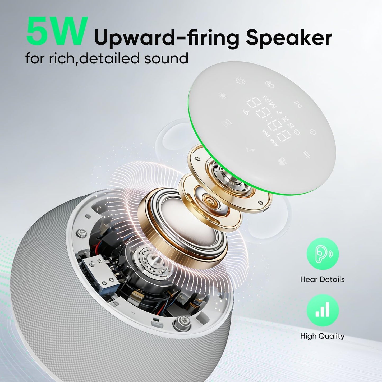 White Noise Sound Machine for Sleeping, 50 Non-Looping Soothing Sounds, 7 Color Night Light with Adjustable Brightness, Timer & Alarm Clock, Touch Screen Control for Baby, Kids, Adults, Home&Travel