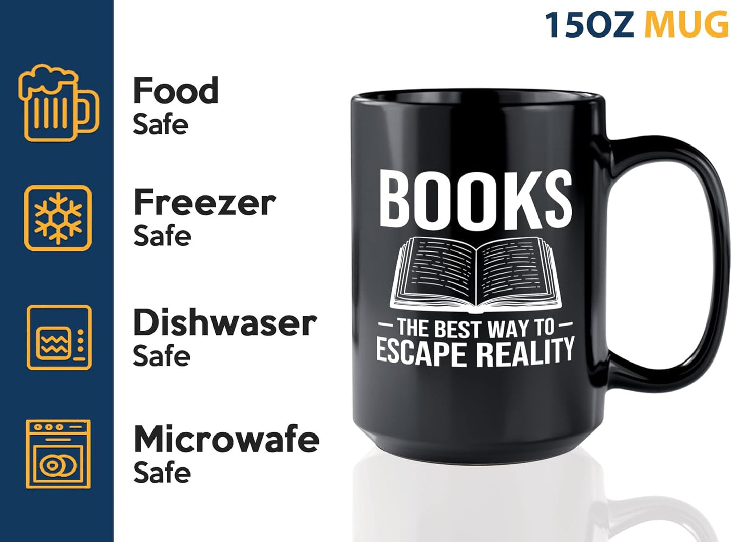 Book Lover Coffee Mug 15oz Black -Books The best - Bookworm Literature Library Book Lover Reader Booked Editor Intellectual Studious