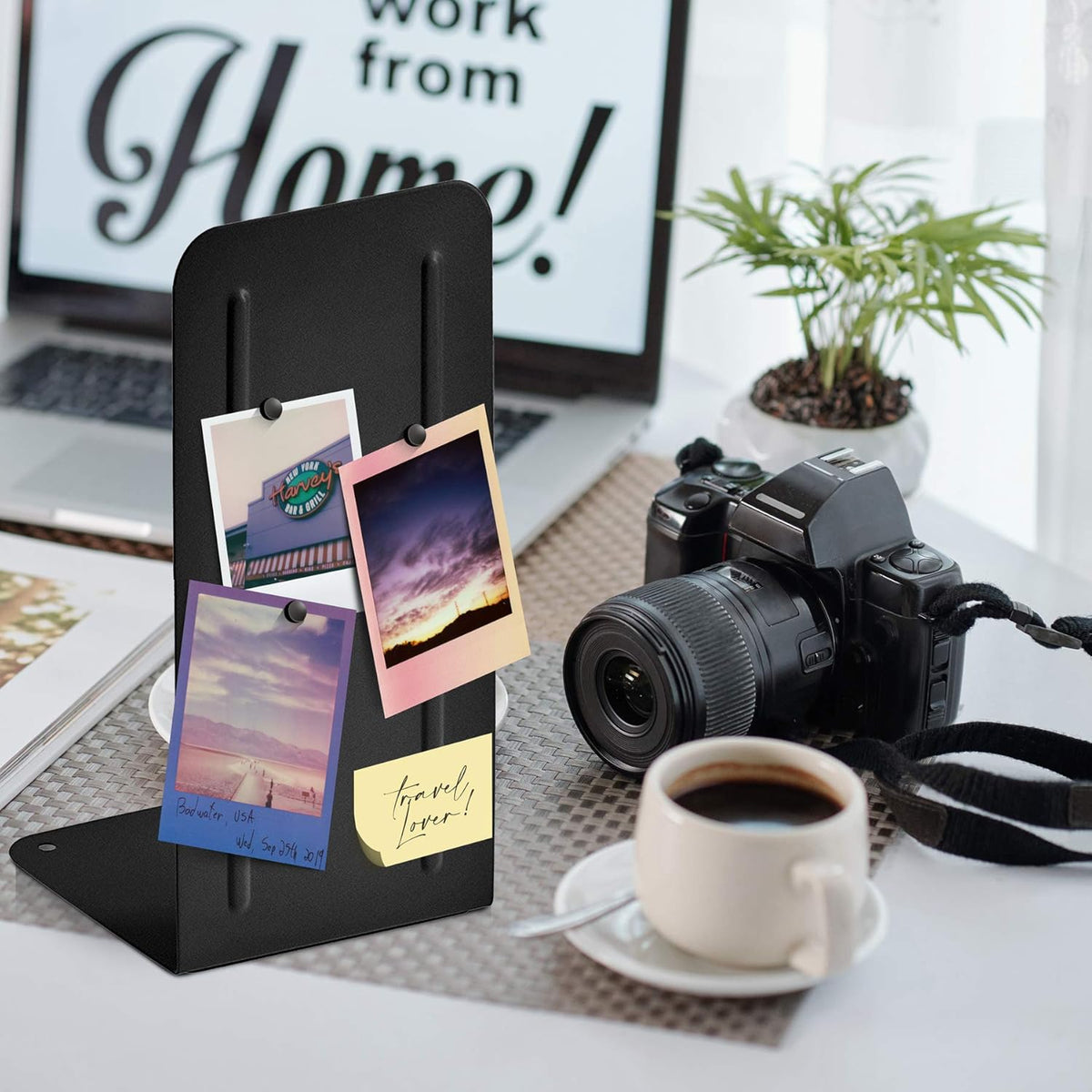 Acrimet Metal Bookends, Jumbo Size 9" H x 4" W x 4-1/2" D, Non-Skid Book Stand for Shelves, Heavy Duty Book Stopper, Black, 1 Pair