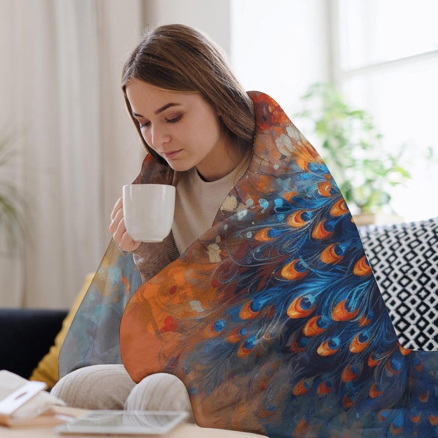 Peacock2 Blanket Super Soft Lightweight Throw Blanket Cute Cozy Warm Bed Blanket Decorative Fuzzy Blanket All-Season Home Decor Gift for Sofa Couch Living Room 50"*60"（130 * 150cm）