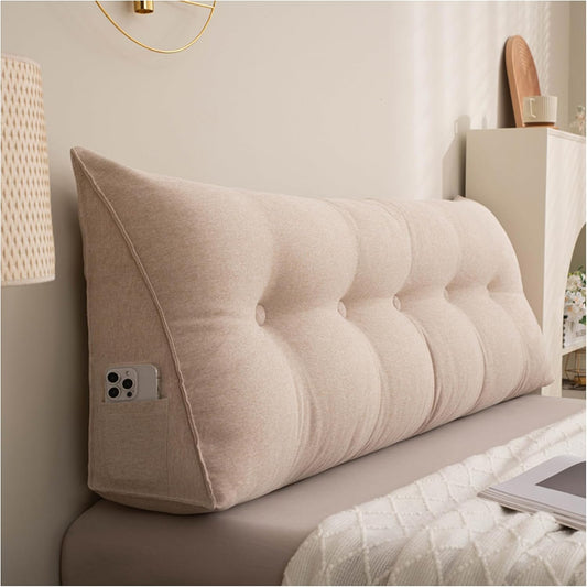 Large Headboard Wedge Pillow Bed Reading Pillow, Comfortable Wedge Reading Pillow Lumbar Support Cushion for Bedroom Dorm Garden Sofa,F,60cm