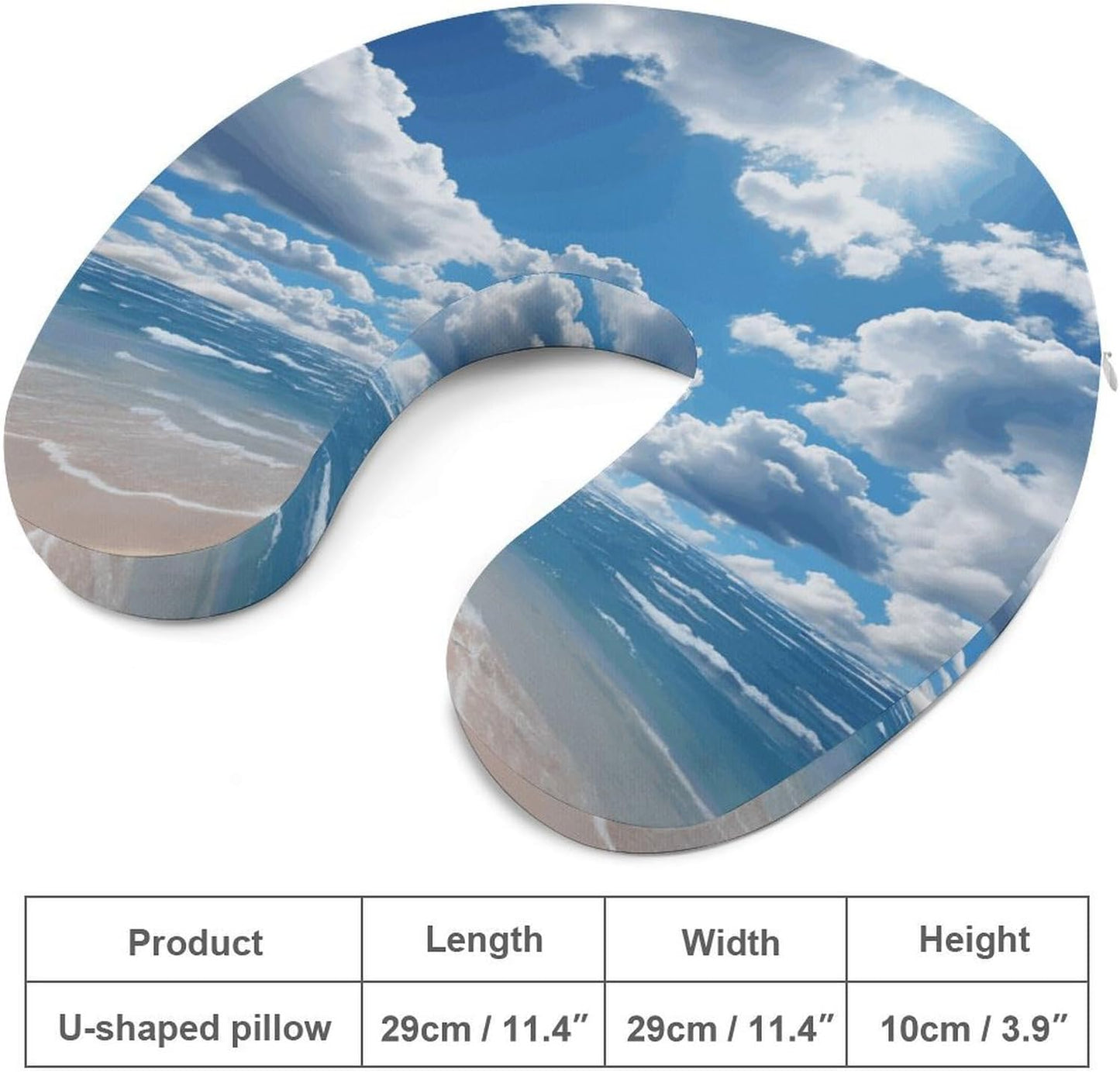 Blue and White Cloud Neck Pillow Memory Foam U Shaped Pillows Portable Pillows for Shoulder Travel Head Support Pillow with Concealed Zipper for Airplane Car Home Office