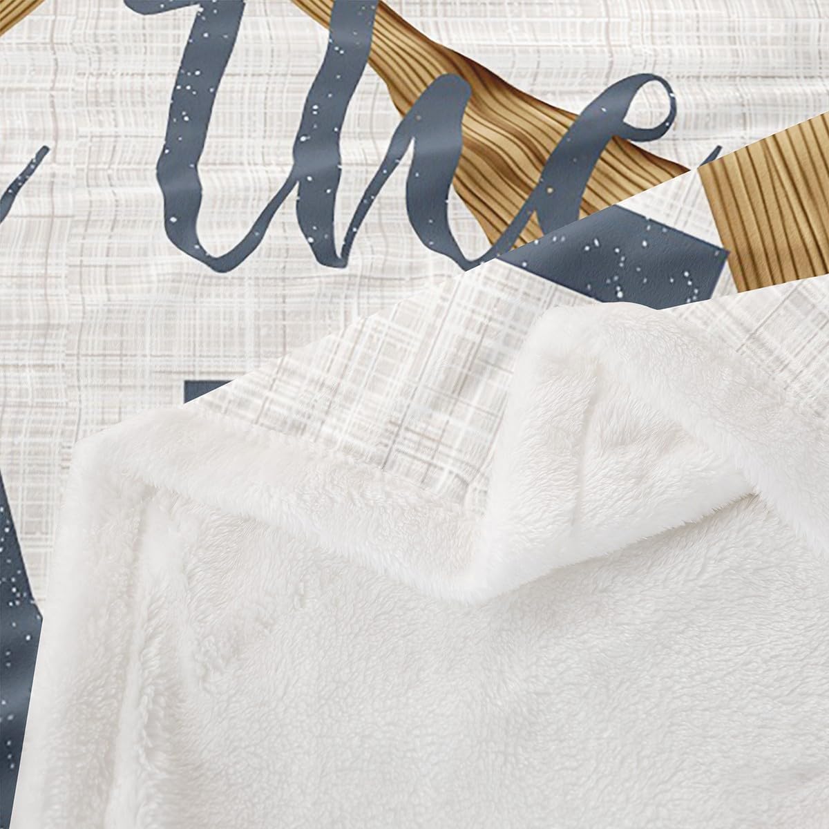 Lake Life Throws Blanket,Life is Better at the Lake Themed Sherpa Blanket for Girls Teens, Oars Paddle Retro Rustic Farmhouse Microfiber Fleece Blanket Room Decor, Throw Size (50 x 60 Inch)