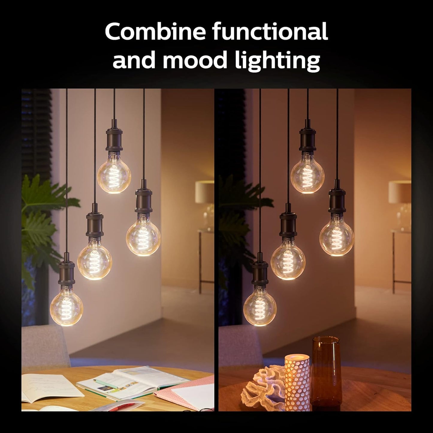 Philips Hue Smart 60W G25 Filament LED Bulb - White Ambiance Warm-to-Cool White Light - 2 Pack - 550LM - E26 - Indoor - Control with Hue App - Works with Alexa, Google Assistant and Apple Homekit