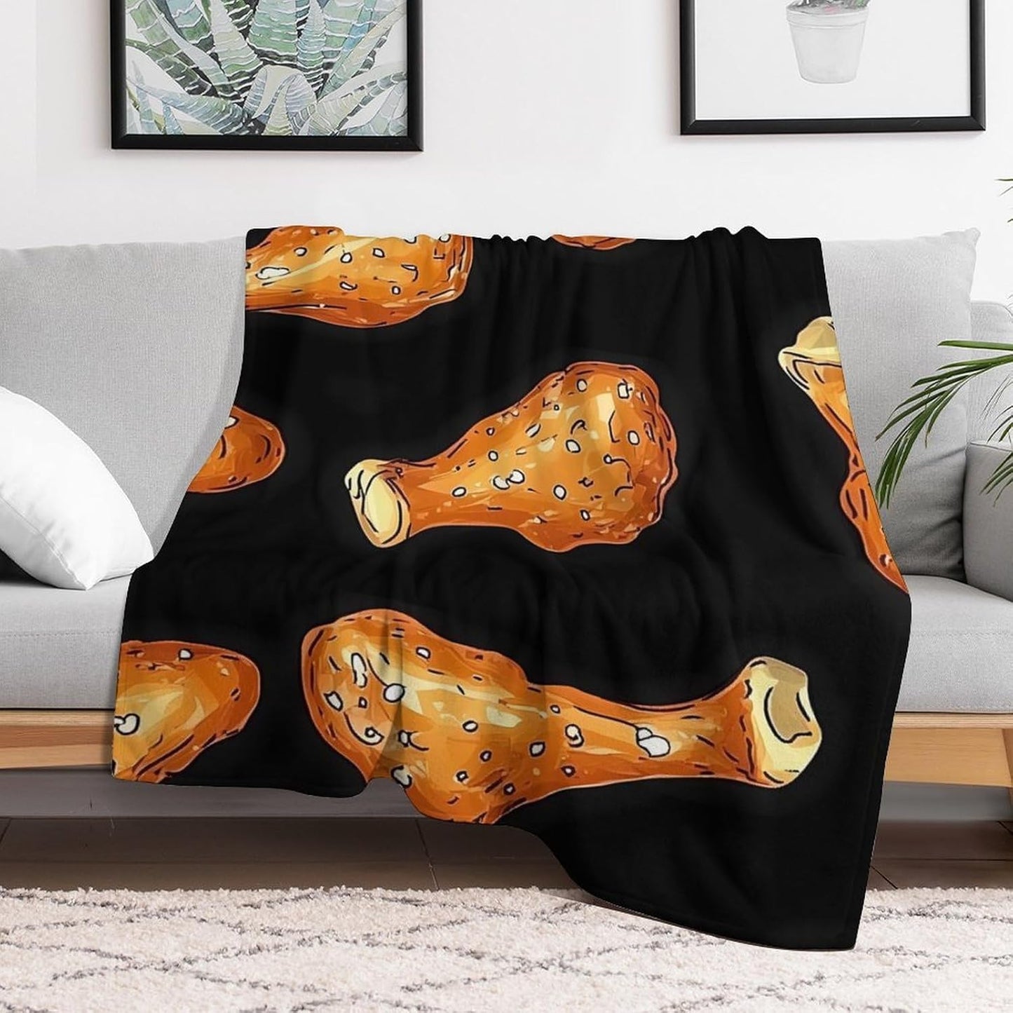 Chicken Legs Print Throw Blanket for Couch Bed Plush Cozy Fuzzy Flannel Blanket for All Season 70"x80"