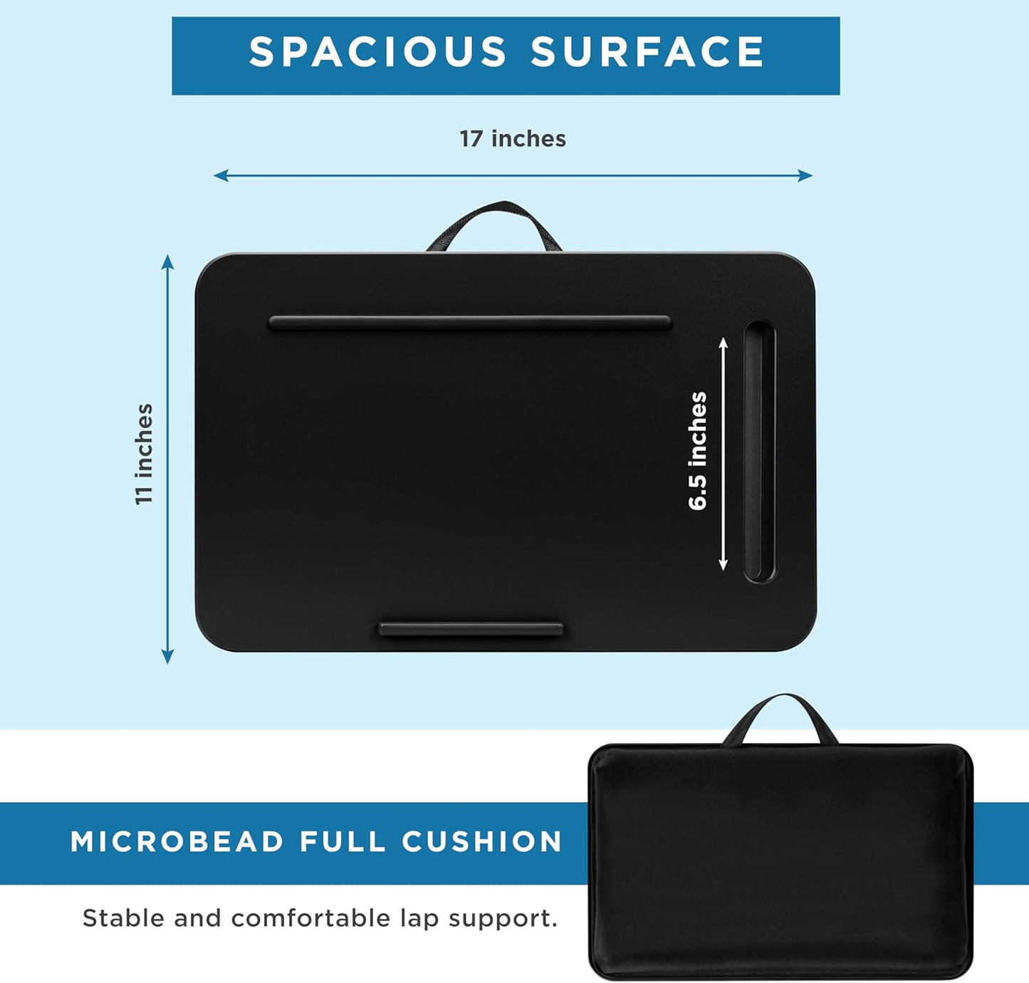 LAPGEAR Sidekick Lap Desk with Device Ledge and Phone Holder - Black - Fits up to 15.6 Inch Laptops - Style No. 44218