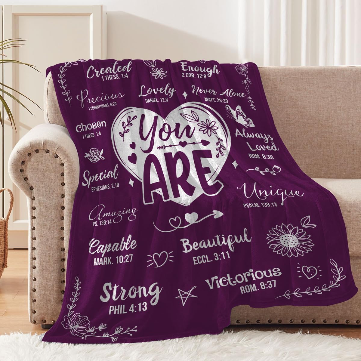 Christian Gifts for Women – Inspirational Religious Blanket, Thoughtful Christmas, Xmas Birthday, or Thank You Gift for Mom, Friend, Sister, Grandma, Cozy Self Care Throw Blanket 50x60 inch