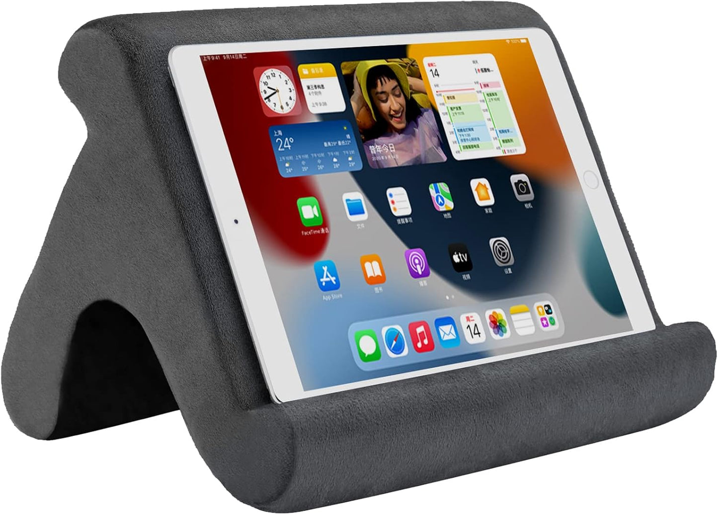 Tablet Pillow Stand - Holder & Dock for Bed with 3 Viewing Angles, Compatible with Tablets, Phones & iPad Pro 9.7, 10.5, 12.9 Air Mini 4, 3, Kindle, E-Reader & Books (Grey)