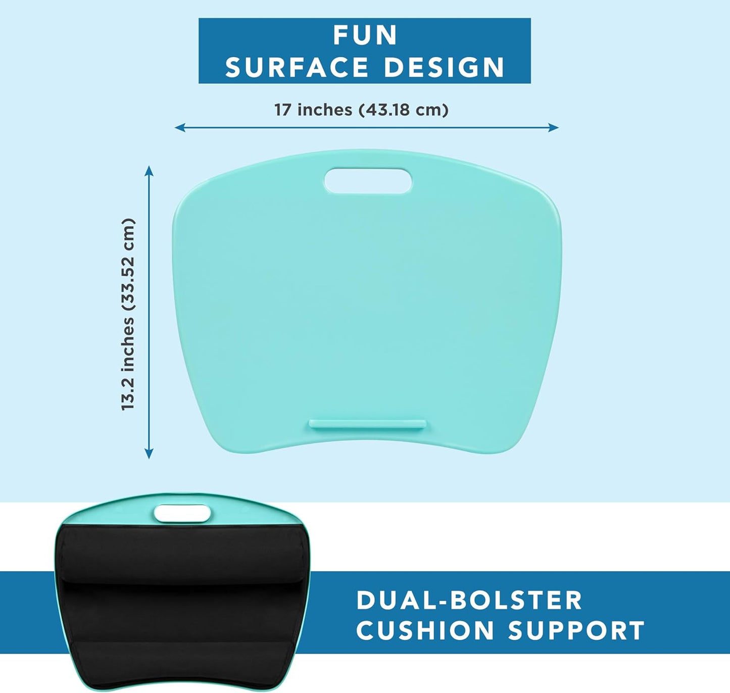 LapGear Basic Lap Desk with Device Ledge and Cushion - Aqua Sky - Style No. 44309