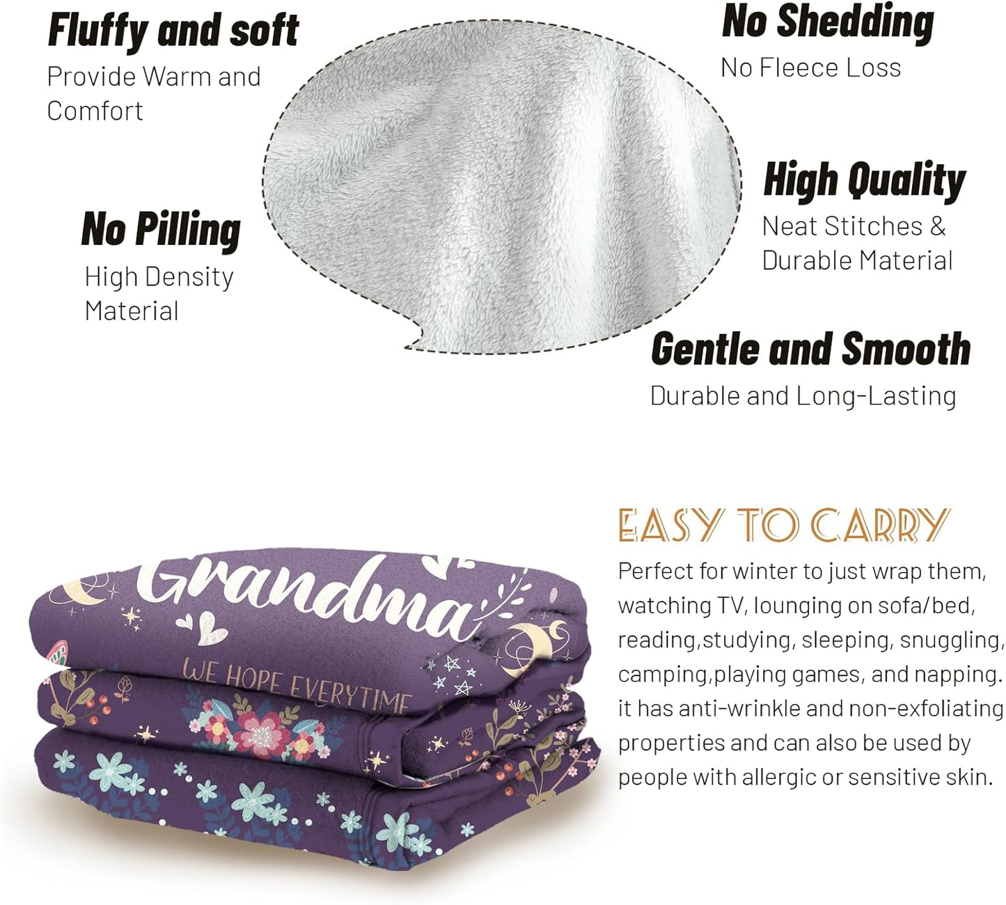 BeneCharm Grandma Blanket Gifts - 60' x 50' - Birthday for Grandma from Grandkids