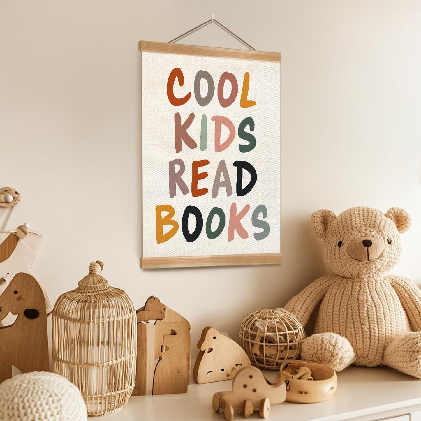 ZTGDA Cool Kids Read Books Wall Art Poster, Boho Reading Corner Wall Decor, Reading Nook Canvas Poster for Classroom Library Playroom Nursery,Kids Room Decor 12x16Inch