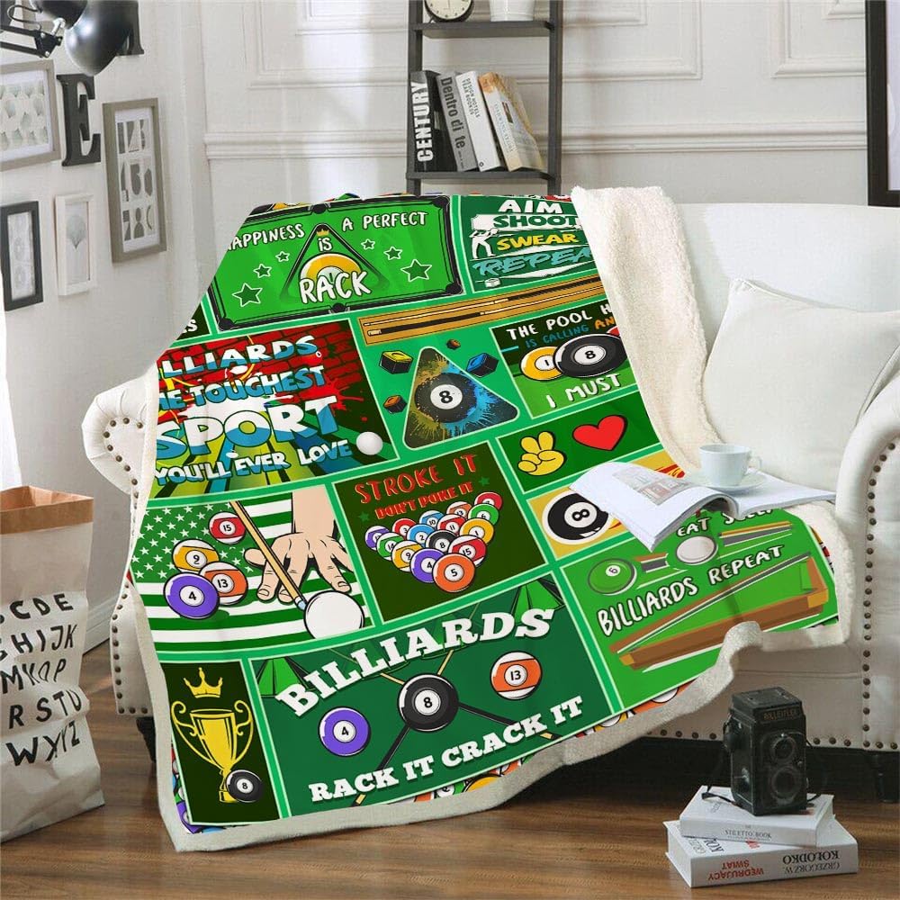 Billiards Gifts Blanket for Boys, Kids & Teens, Soft Warm 60"X50" Billiards Blanket for Bed, Sofa, Couch