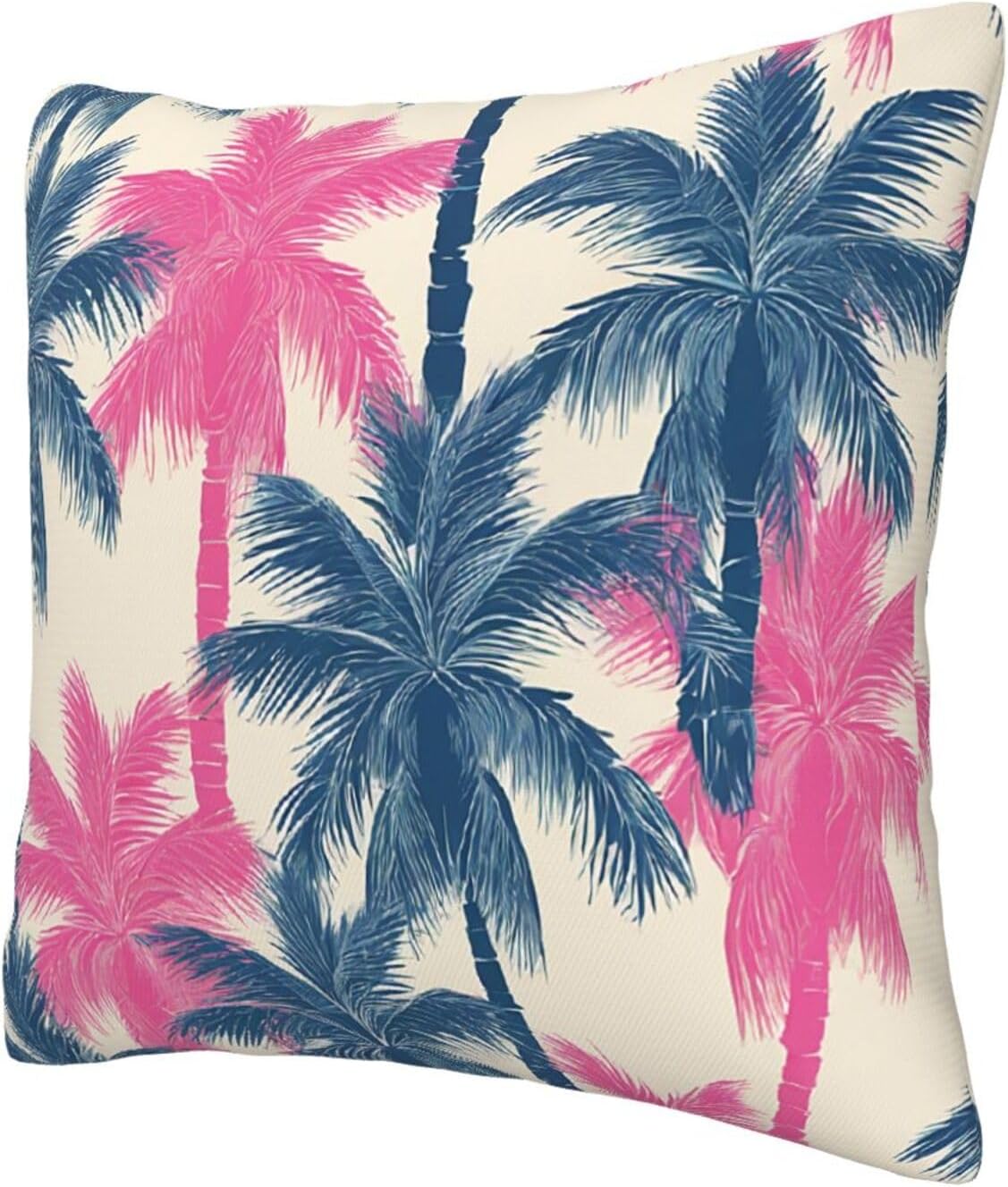 All-Season Square Pillow Covers 18"X18", Palm Tree Pattern, Decorative Throw Pillow Covers for Sofa Bed Couch, Hidden Zipper Cushion Cover, Square Lumbar & Accent Pillowcases for Home Decor