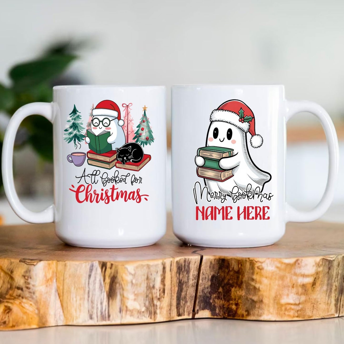 Reading Lover Personalized Mug 11oz Cozy Bookish Ceramic Gift for Merry Christmas Bookclub