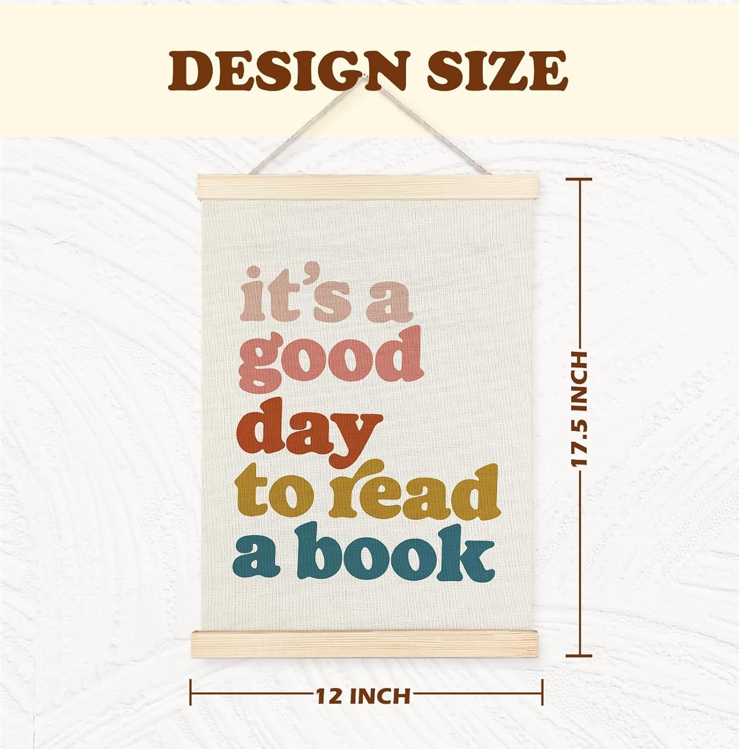 Yomisex Book Reading Wall Art Poster, Reading Nook Corner Decor, Library Decor, It's a Good Day to Read a Book Bookish Canvas Prints Wall Art Framed for Classroom Home Decor, 12x16 Inch
