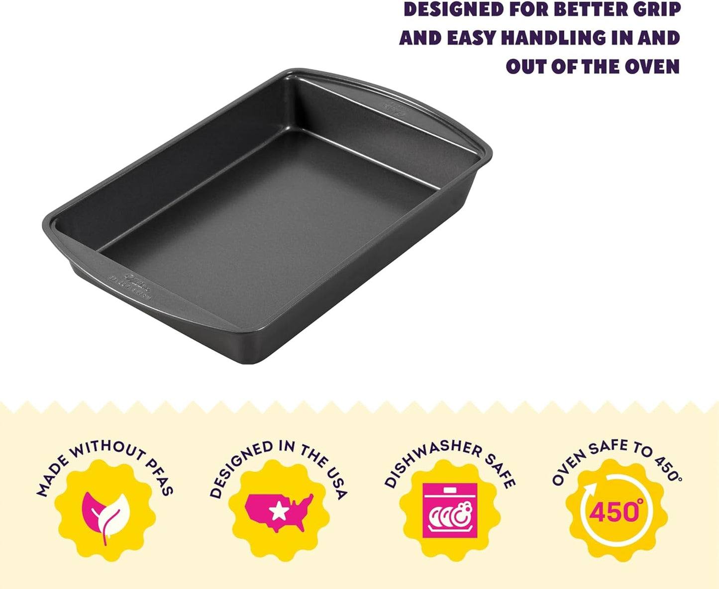 Wilton Gold Non-Stick 13 x 9 Inch Oblong Baking or Roasting Pan, Cold-Rolled Steel Bakeware, Made without PFAS, Packaging May Vary