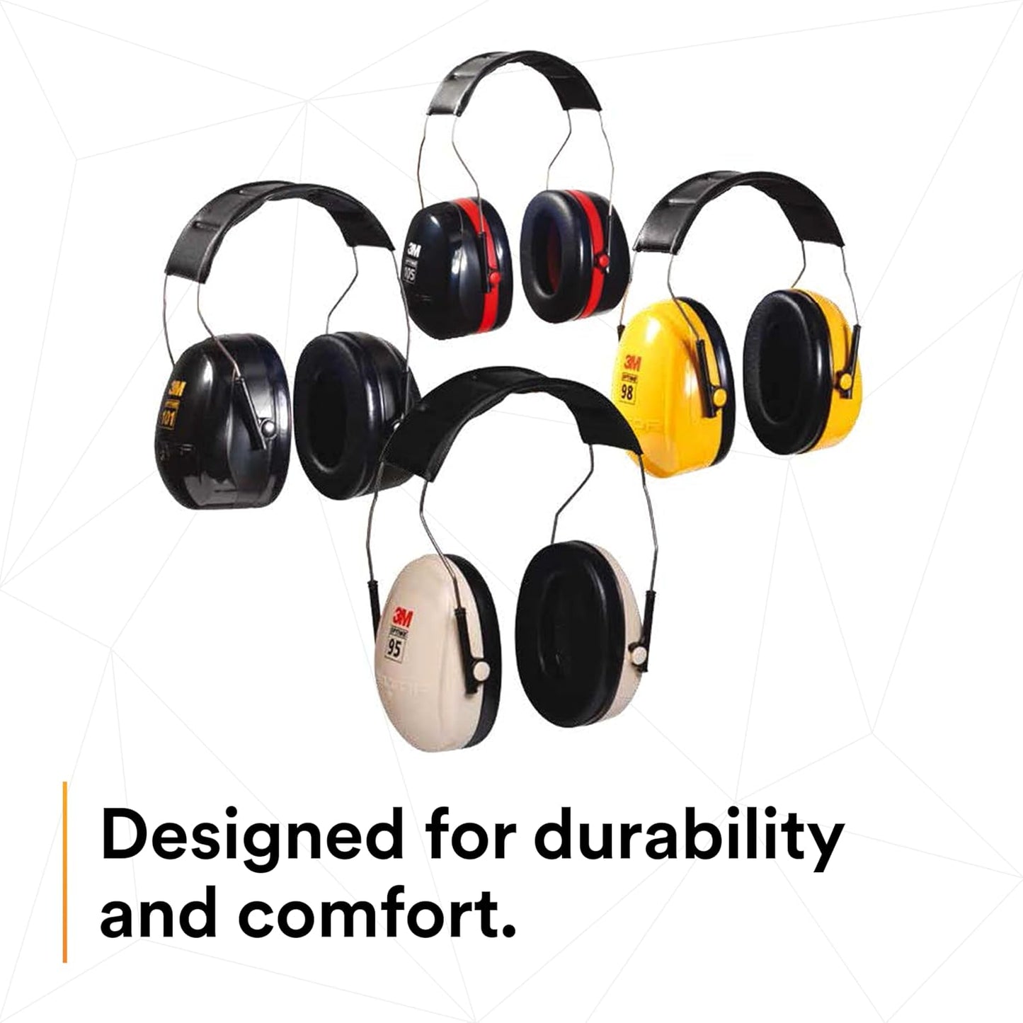 3M PELTOR Hearing Protection Optime 95 Earmuffs, Adjustable Earcups, E-A-Rfit Compatible, Stainless Steel