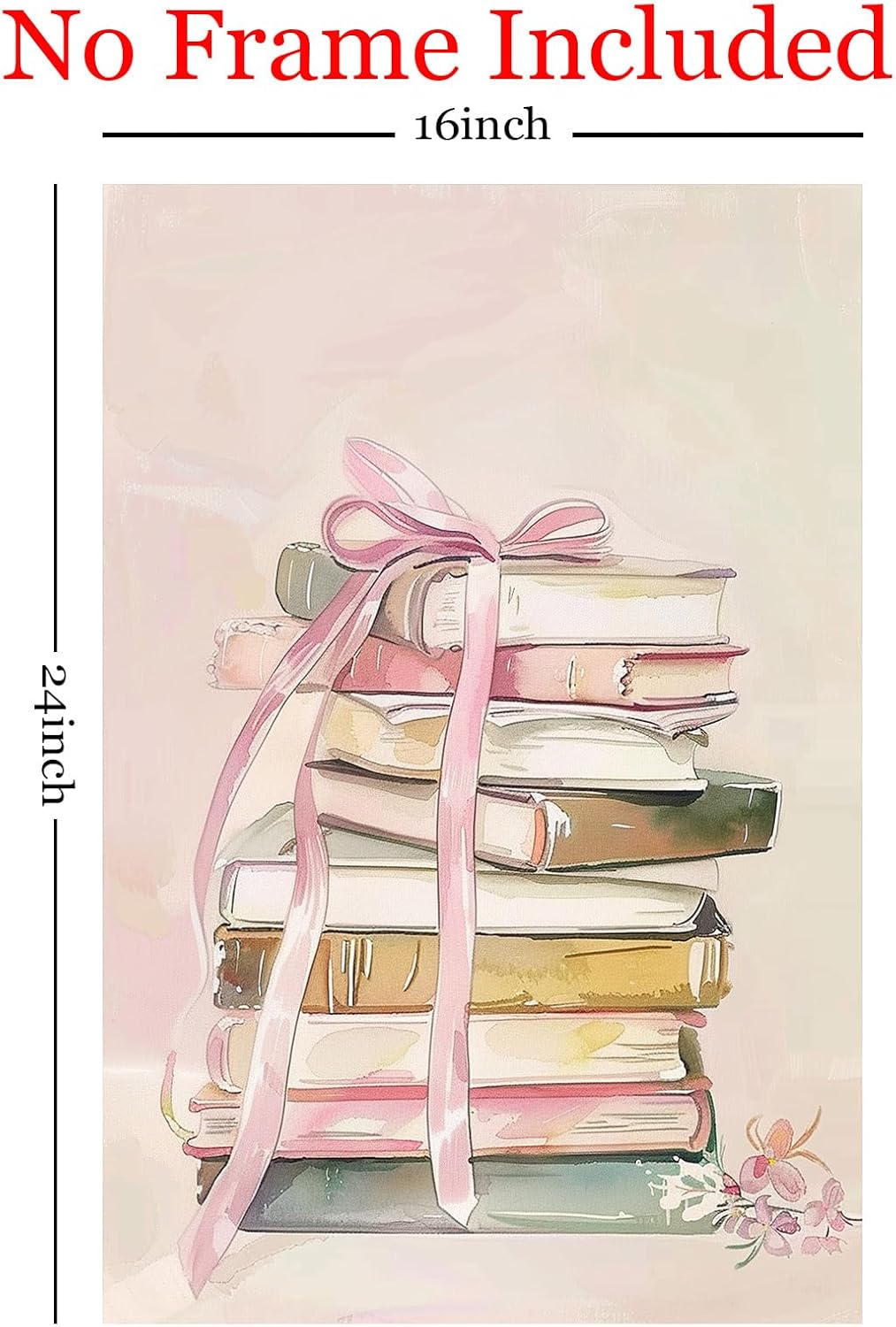 Books Canvas Wall Art Aesthetic Book Poster Abstract Book Wall Art Watercolor Aesthetic Paintings Pink Book Wall Art Reading Poster Inspirational Poster Modern Pink Flower Poster 16x24inch Frameless