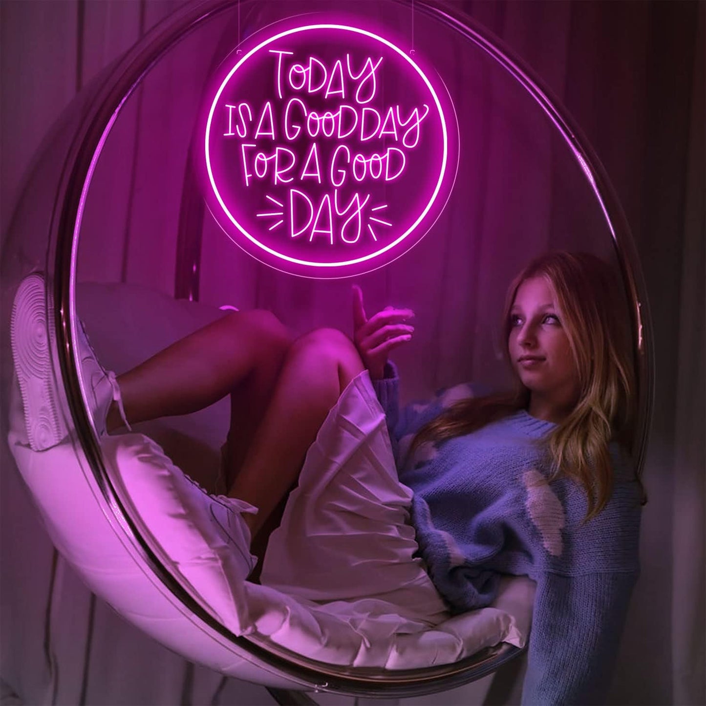 Neon Signs Today Is A Good Day for A Good Day LED Dimmable Neon Light Sign Neon Wall Decor Signs for Bachelorette Party Engagement Party First Birthday Favors Wedding Anniversary for Party Home Wall Wedding Decoration Art Gift （11.8*11.8inch）